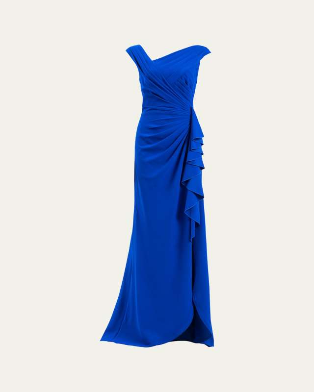 Sleeveless Asymmetric Crepe Gown